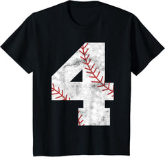 4th Birthday Baseball Big Number Four 4 Year Old Boy Girl
