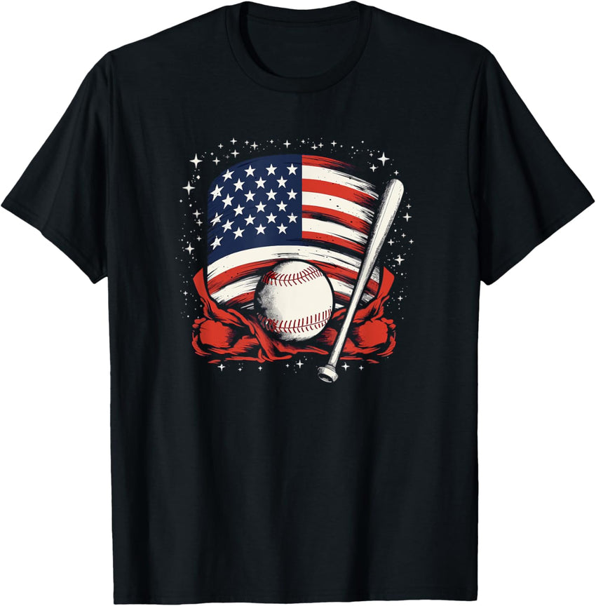 4th Of July Patriotic Baseball Men USA American Flag Boys
