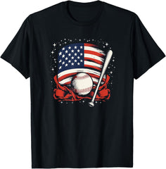 4th Of July Patriotic Baseball Men USA American Flag Boys