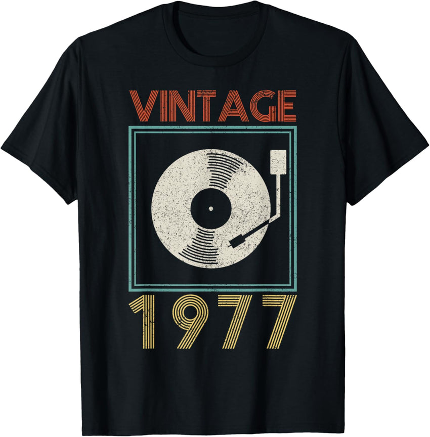 45th Birthday Vintage 1977 Retro Vinyl DJ Funny
