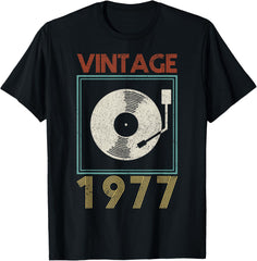 45th Birthday Vintage 1977 Retro Vinyl DJ Funny