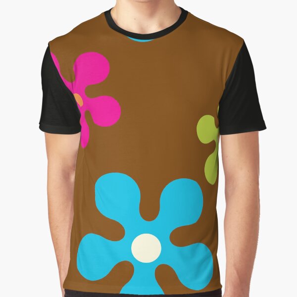 60S Retro Sixties Vintage Hippie Groovy Flowers Brown Chocolate Graphic T Shirt