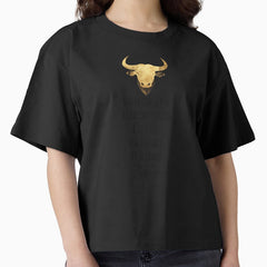 Taurus The Bull Characteristics - Black Writing Boxy T-Shirt