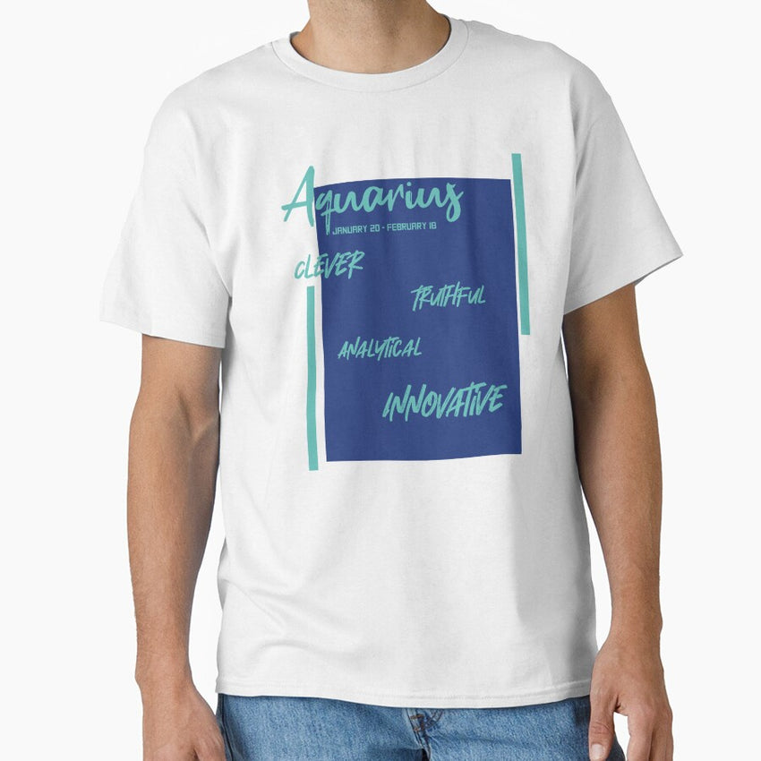 Aquarius zodiac sign clever, truthful, analytical and innovative design Classic T-Shirt