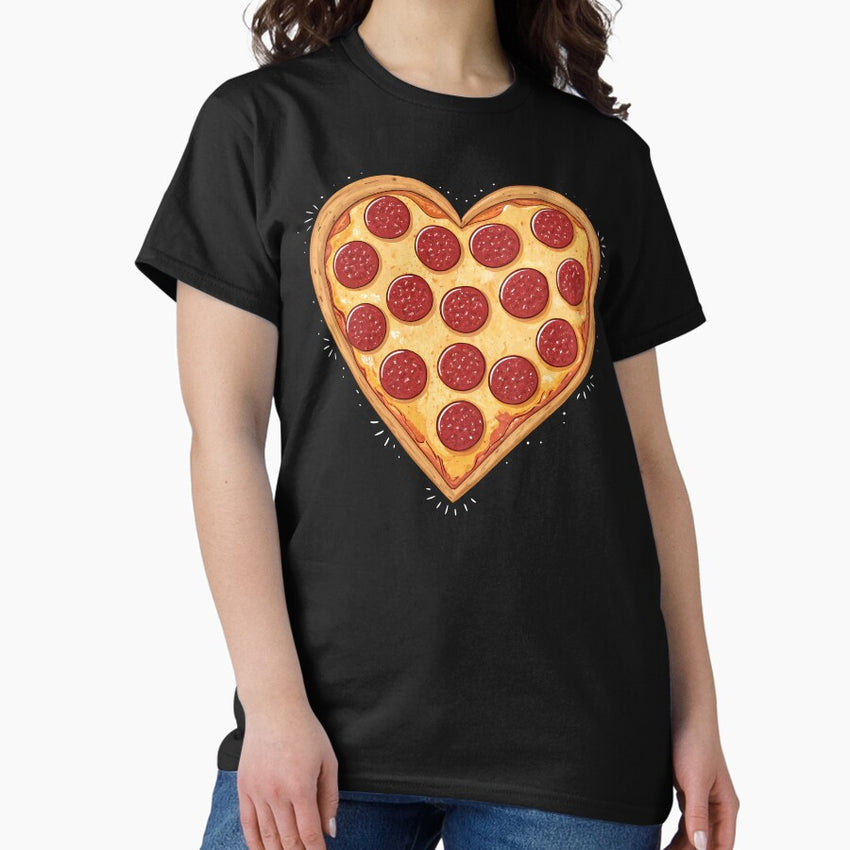 Pizza Is My Valentine Pepperoni Lover Pizza Heart Shaped Classic T-Shirt