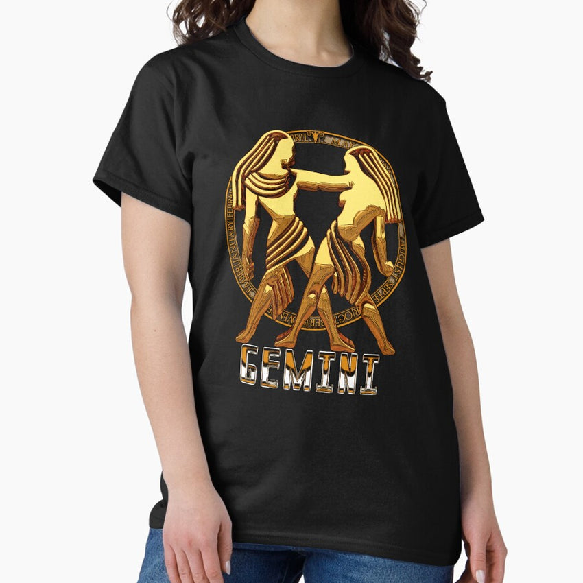 Gemini Gold Metal Zodiac Sign Classic T-Shirt
