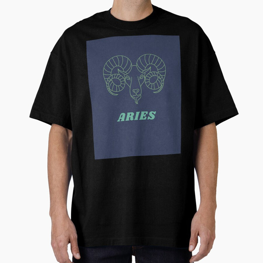 Aries Ram Astrology Star Sign Symbol Oversized T-Shirt