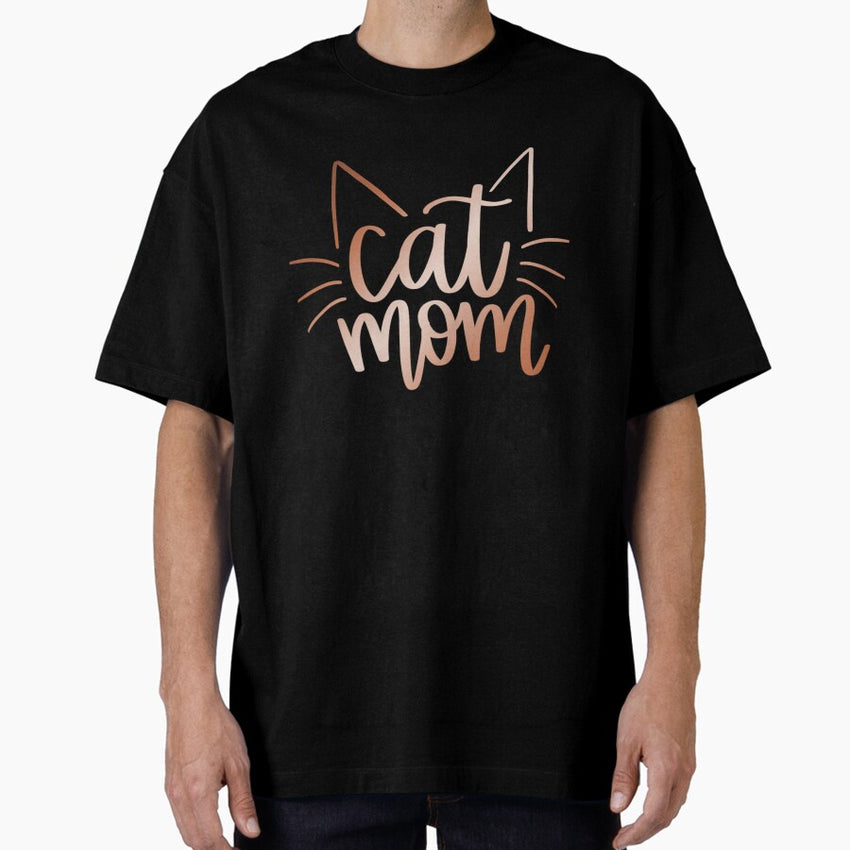 Rose Gold Cat Mom Oversized T-Shirt
