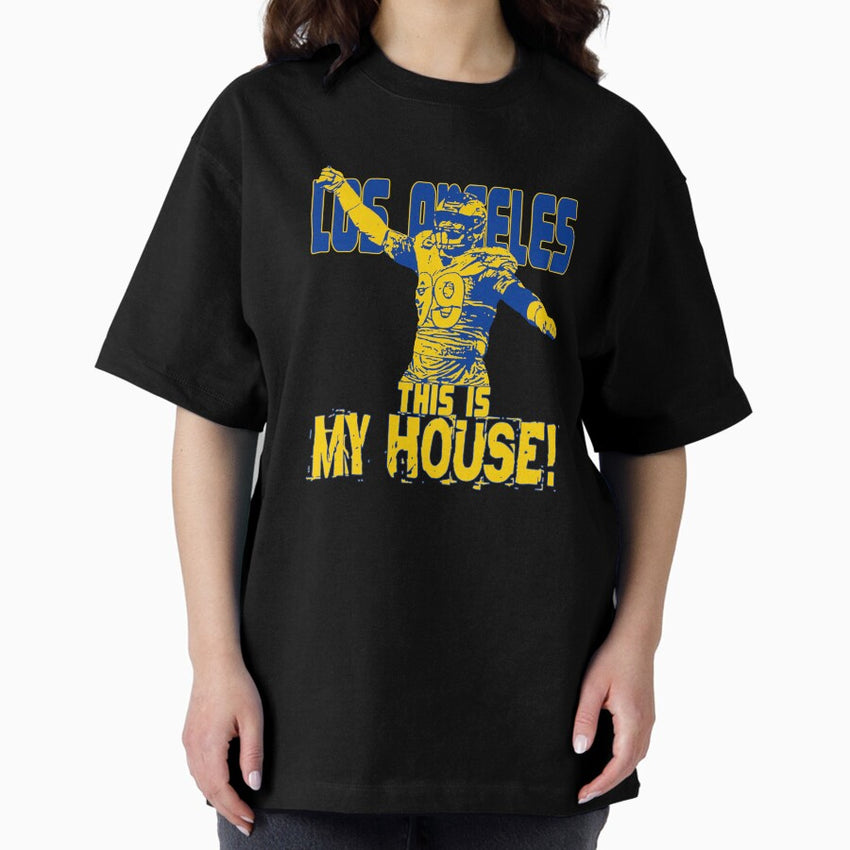 My House - Blue Background Oversized T-Shirt