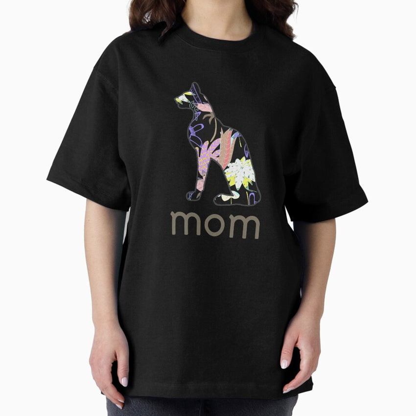 Cat Mom Tropical Panther Oversized T-Shirt