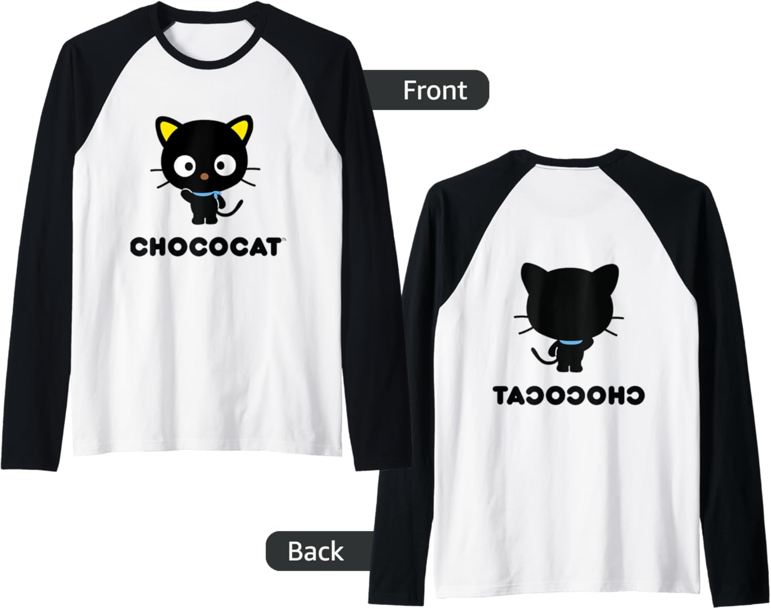 Chococat Character Front and Back Raglan Baseball Tee