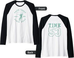 Disney Peter Pan Tinker Bell #53 Collegiate Front & Back Raglan Baseball Tee