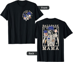 Ballpark Mama Baseball Mom Skeleton Drinking Coffee 2 Sided