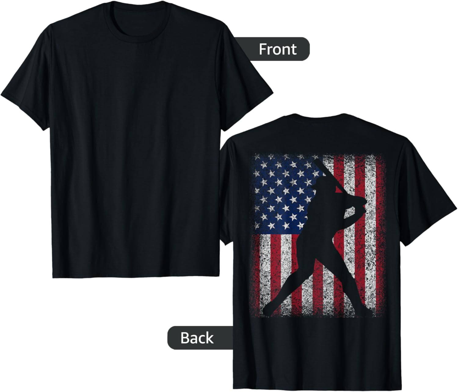 American Flag (Print on the Back) Baseball Red White Blue