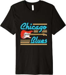 Chicago Blues Cool Music Lover Blue Guitar Musician Player Premium