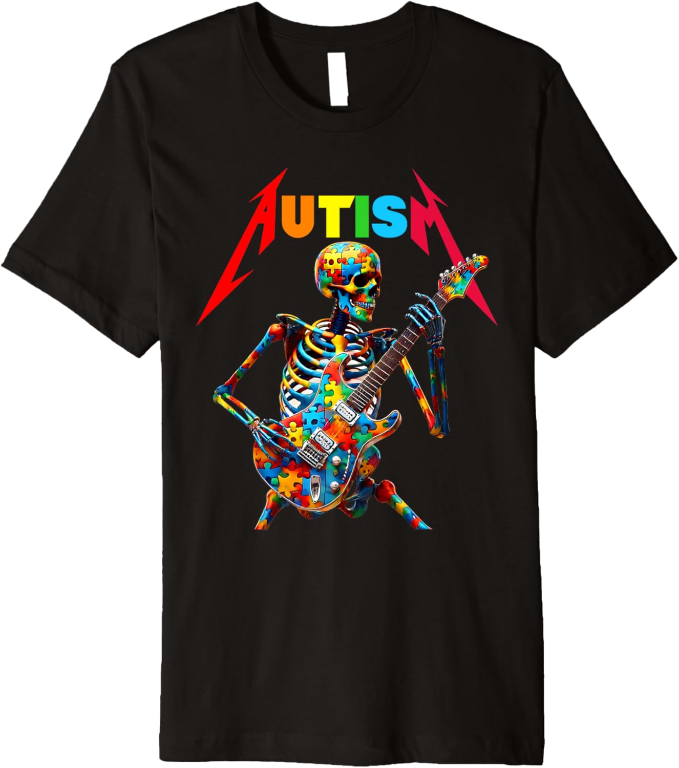 Autism Skeleton Guitar Player Rock Music Autism Awareness Premium