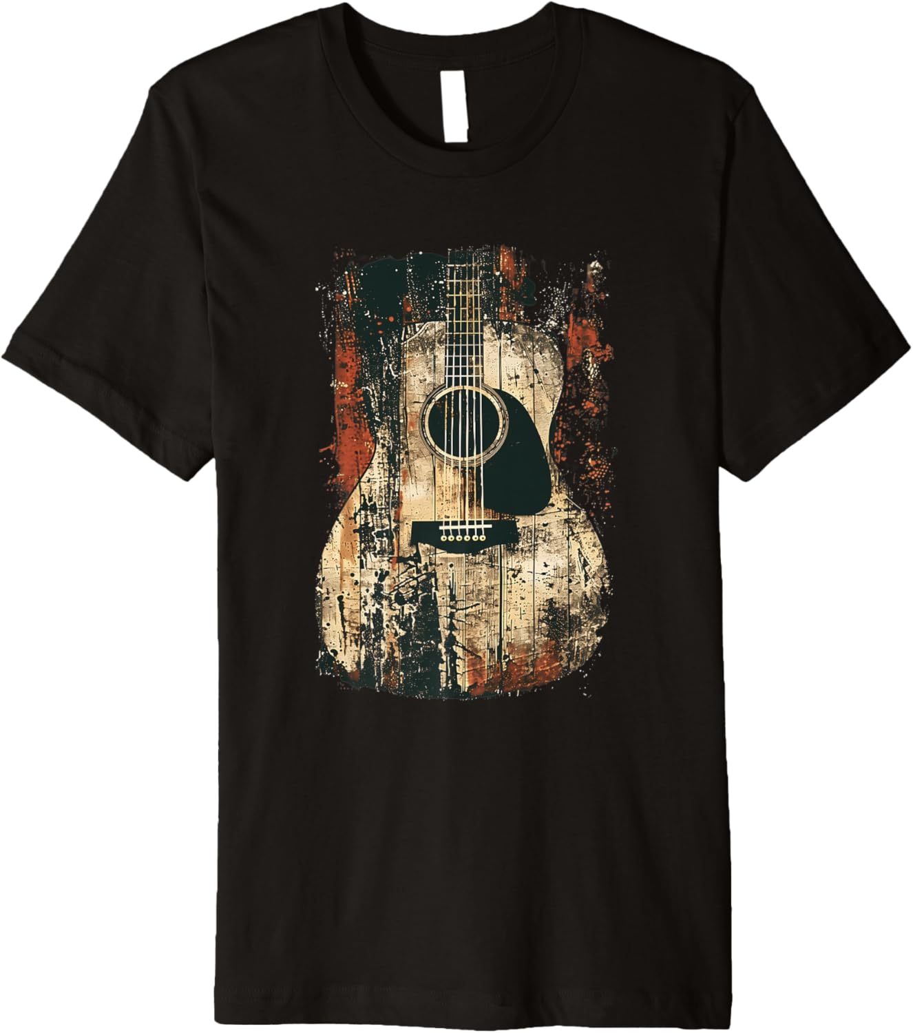 Acoustic Guitar, Vintage, Distressed, Rock & Roll Music Premium