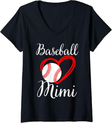 Womens Baseball Mimi Women Family Matching Mimi Baseball Mother V-Neck