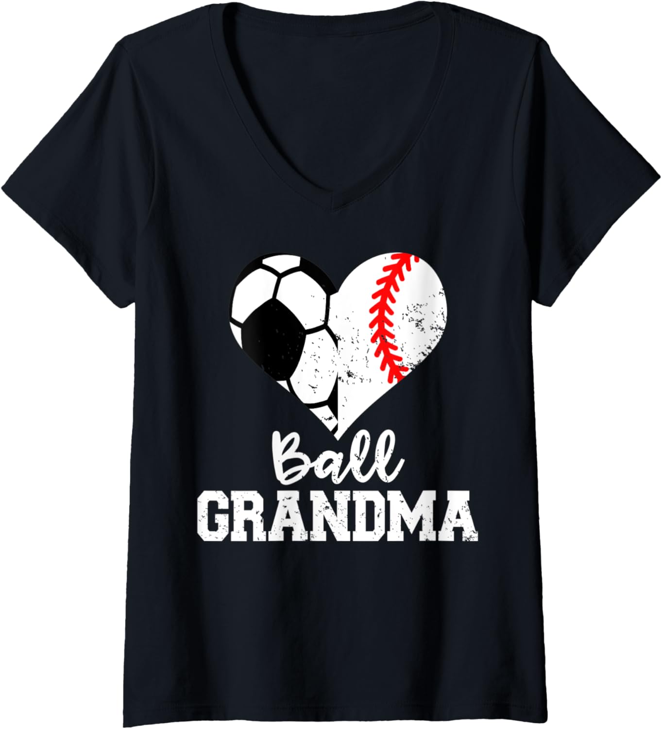 Womens Ball Grandma Funny Soccer Baseball Grandma V-Neck