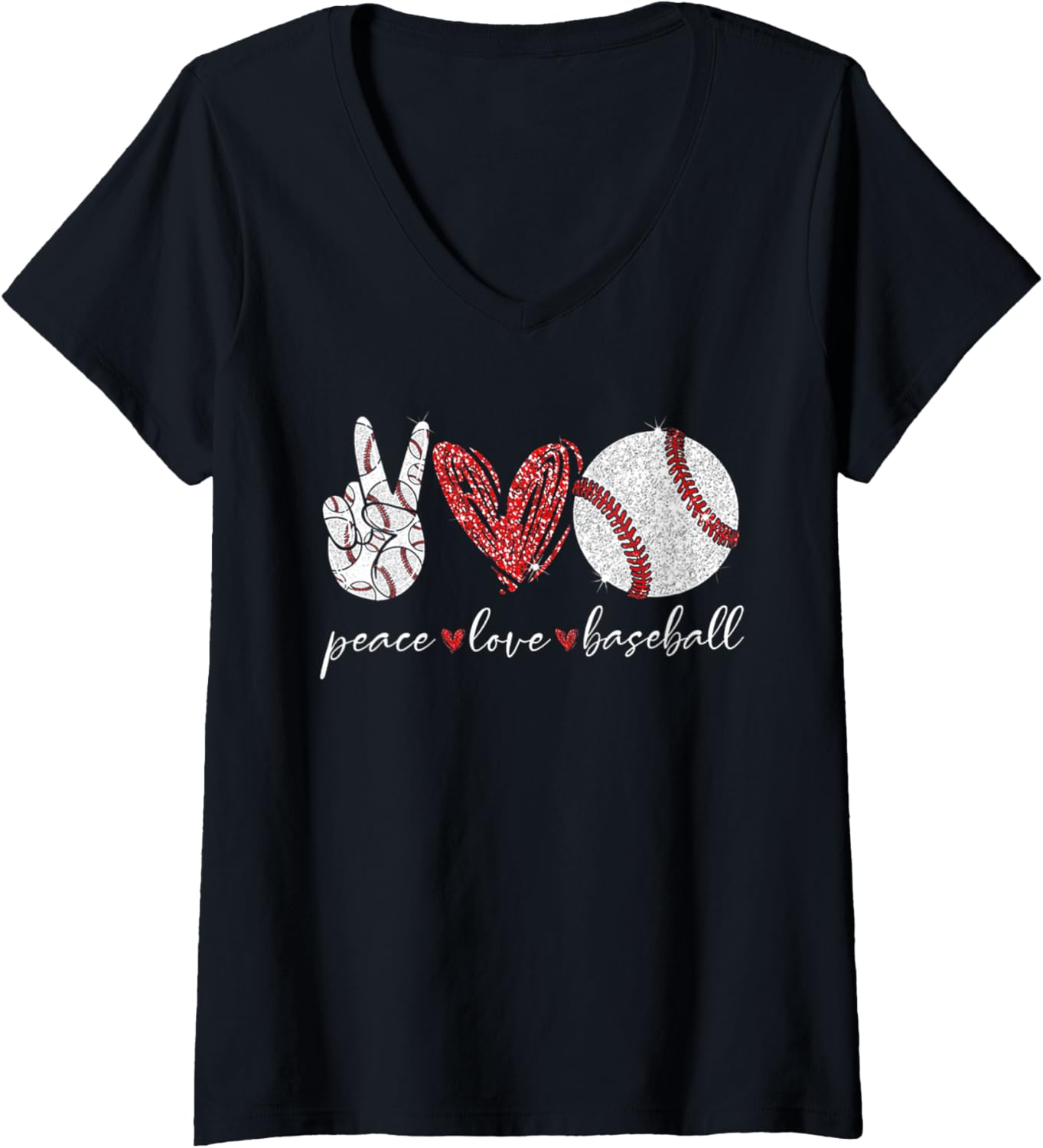 Womens Peace Love Baseball V-Neck