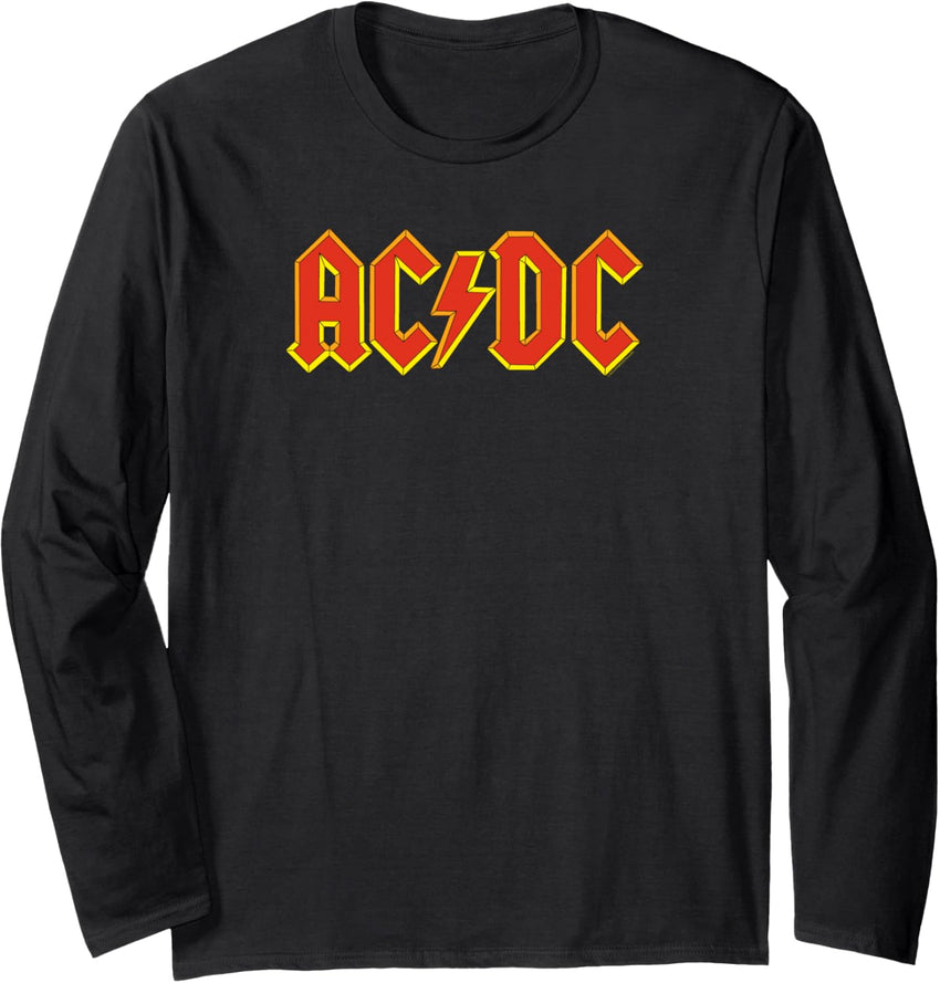 AC\/DC Rock Music Band Yellow Outline Red Logo Long Sleeve