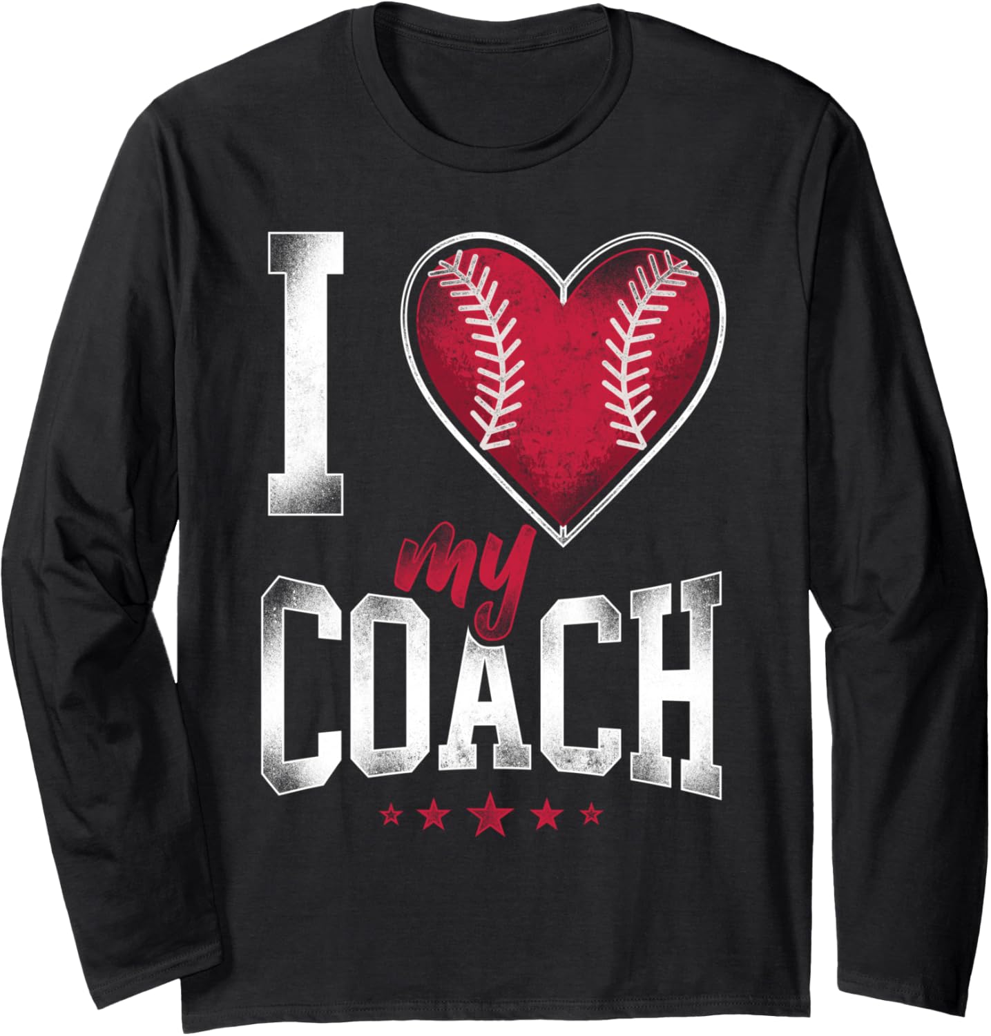 Baseball Fan Heart Vintage I Love My Coach Long Sleeve