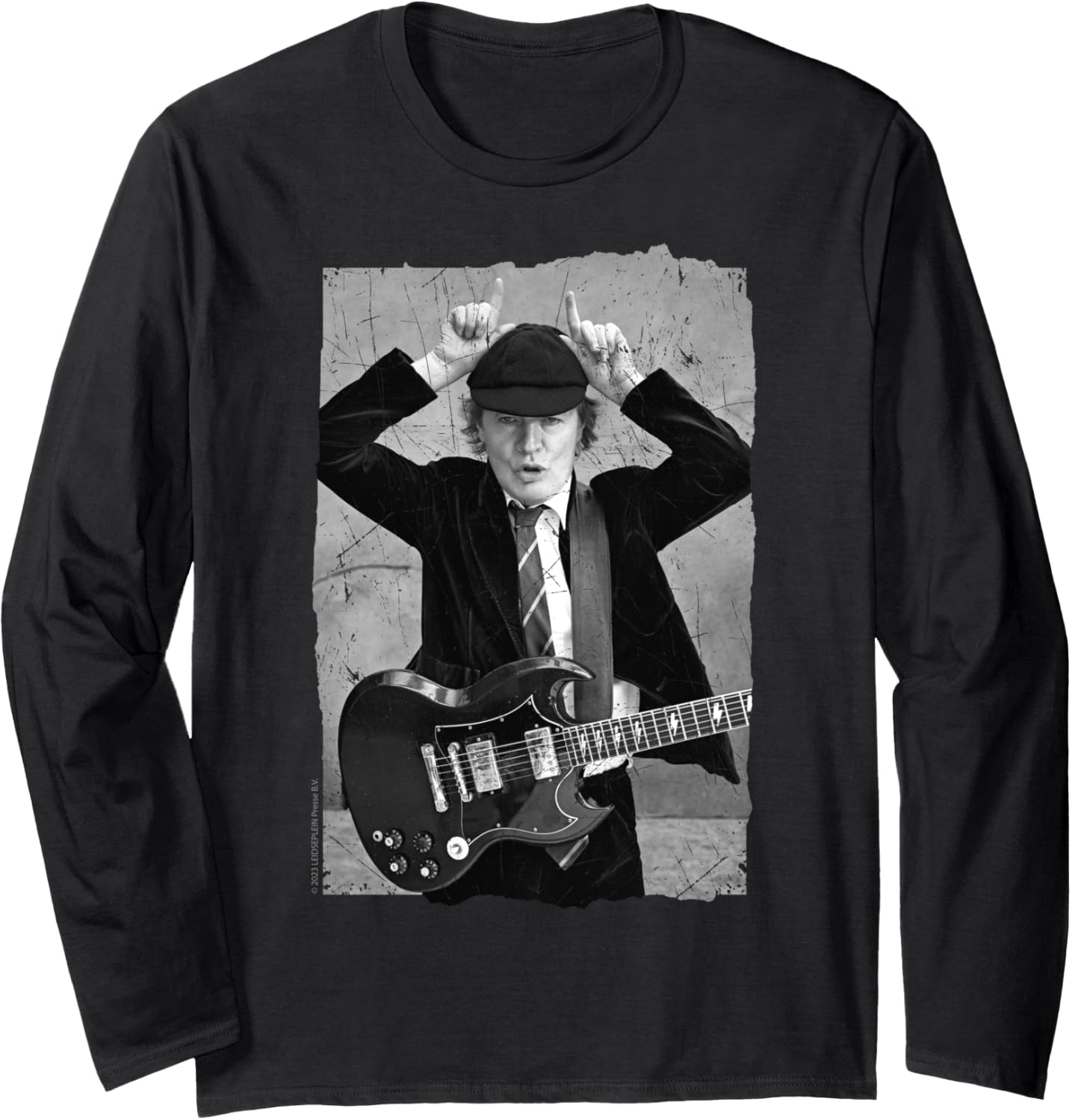 AC\/DC Rock Music Band Angus Young Distressed Photo Long Sleeve