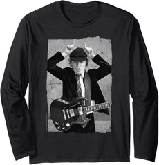 AC\/DC Rock Music Band Angus Young Distressed Photo Long Sleeve