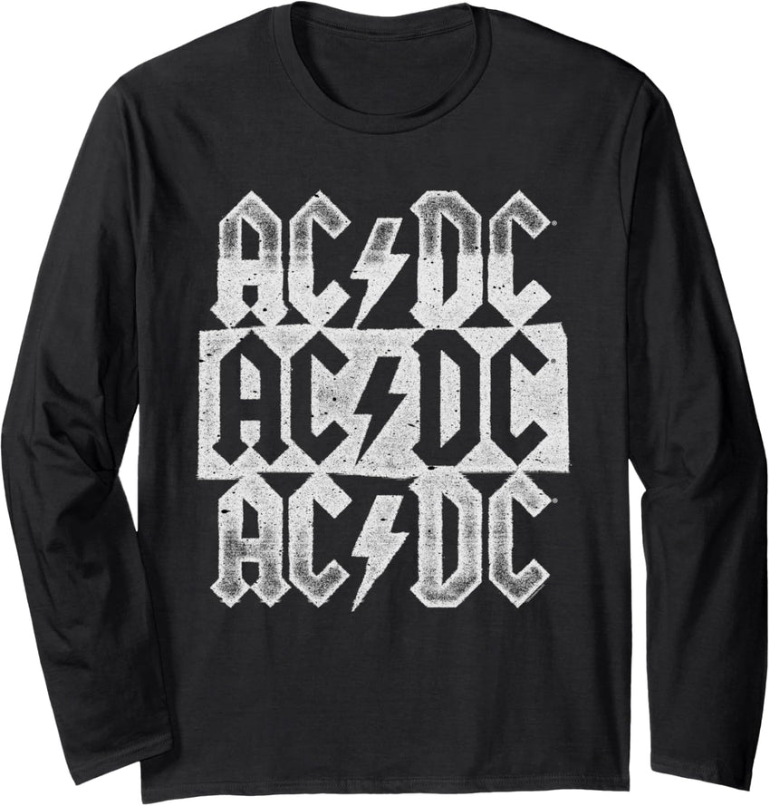 AC\/DC Distressed Stacked Triple Logo Long Sleeve
