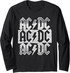 AC\/DC Distressed Stacked Triple Logo Long Sleeve