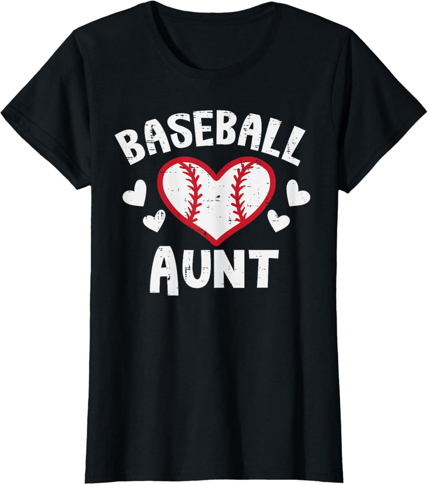 Baseball Aunt Heart Family Matching Aunty Auntie Women