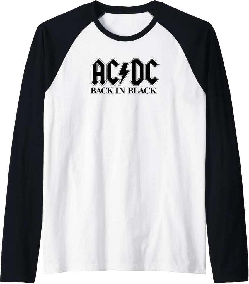 AC\/DC Rock Music Band Back In Black Logo Raglan Baseball Tee