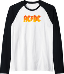 AC\/DC Rock Music Band Fire Logo Raglan Baseball Tee