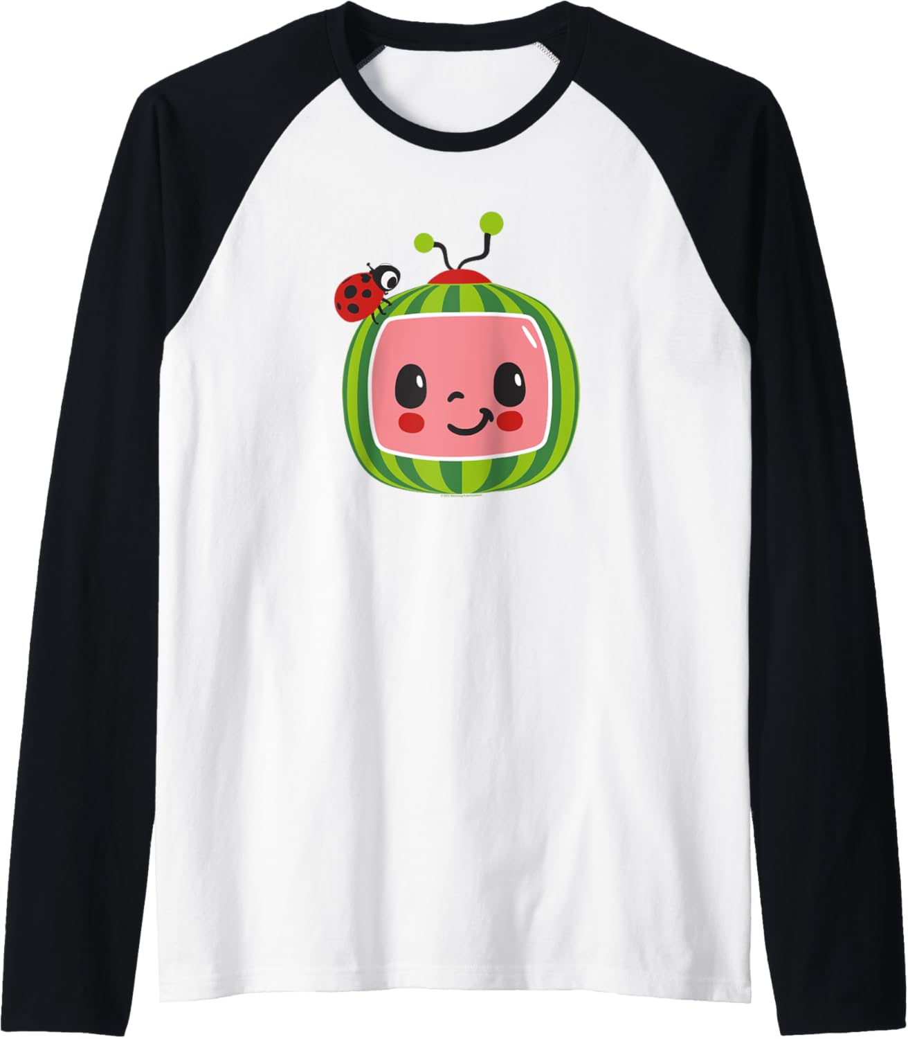 CoComelon Classic Smiling Centered Ladybug Raglan Baseball Tee