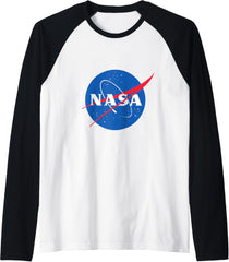 Licensed NASA Merchandise NASA Logo Raglan Baseball Tee Men Women Kids Black XX-Large Classic Fit Cotton Polyester Imported
