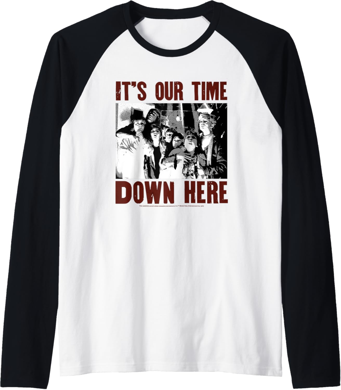 The Goonies Gang It's Our Time Down Here Raglan Baseball Tee