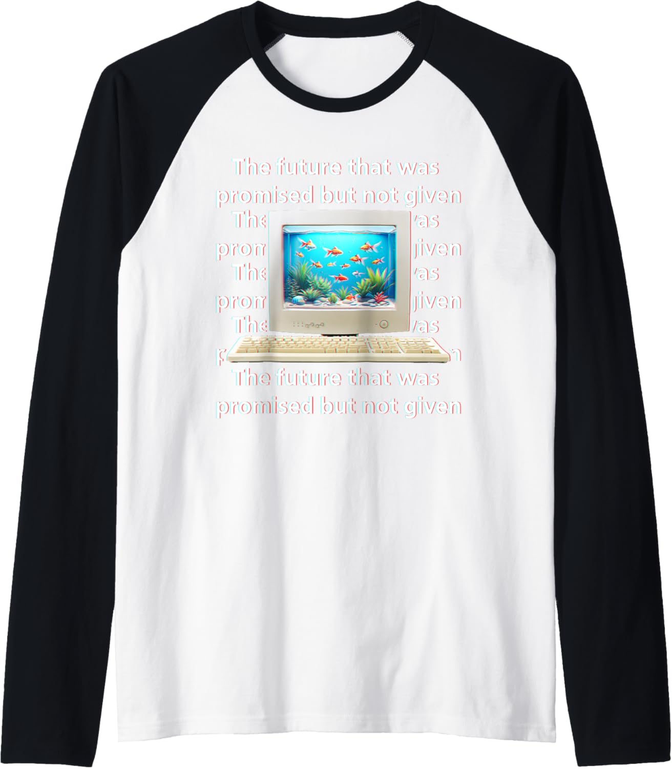Frutiger Aero Aesthetic Tech The Future That Was Promised Raglan Baseball Tee