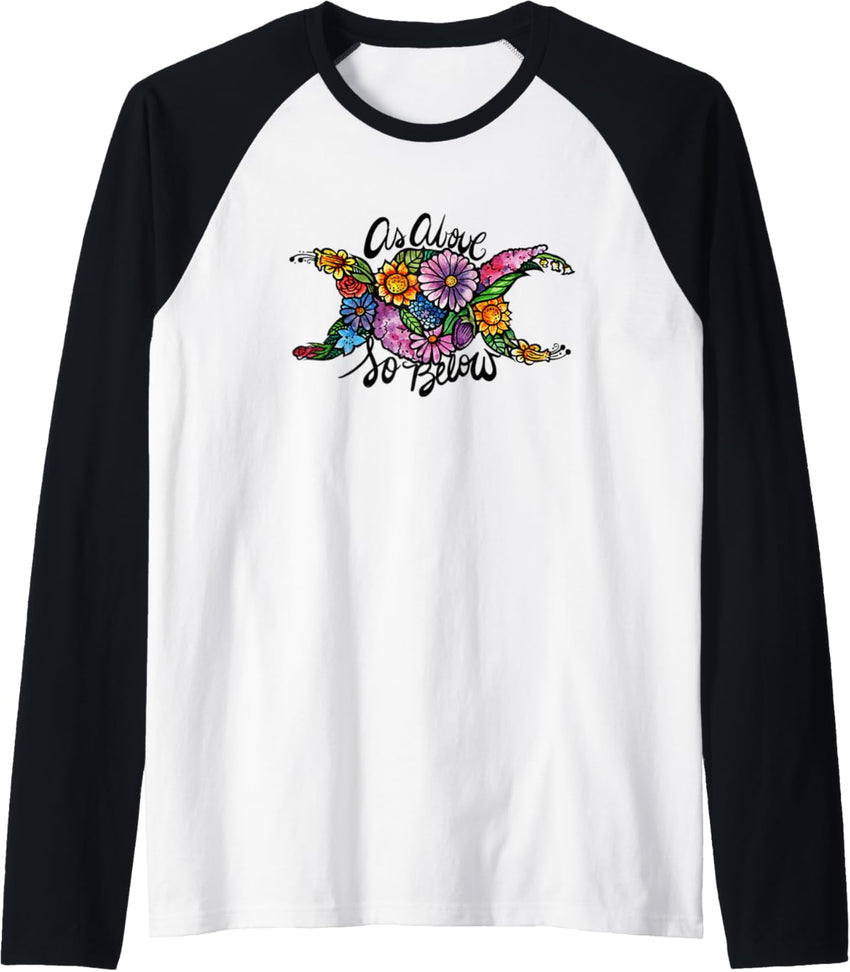 As Above So Below Blessed Be Triple Moon Ostara Raglan Baseball Tee