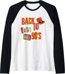 Back to 90'S,Retro pattern,brilliant colors Raglan Baseball Tee