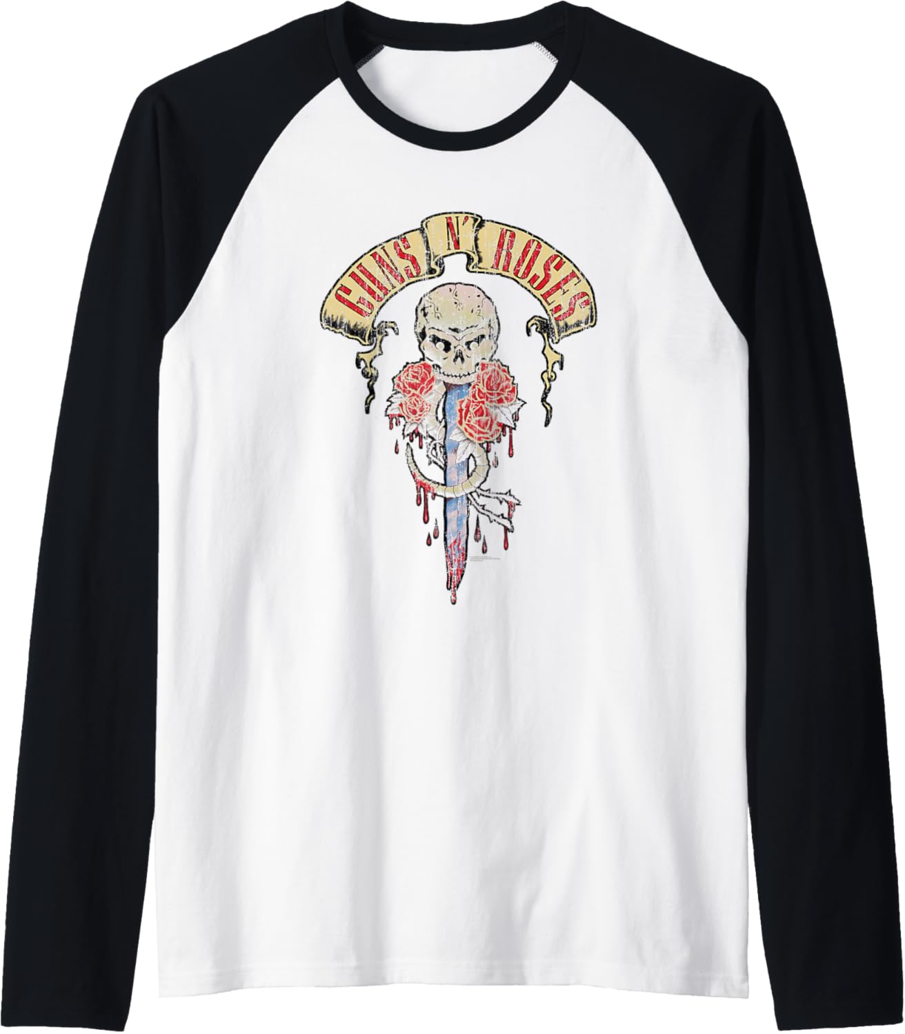 Guns N' Roses Official Dripping Dagger Raglan Baseball Tee