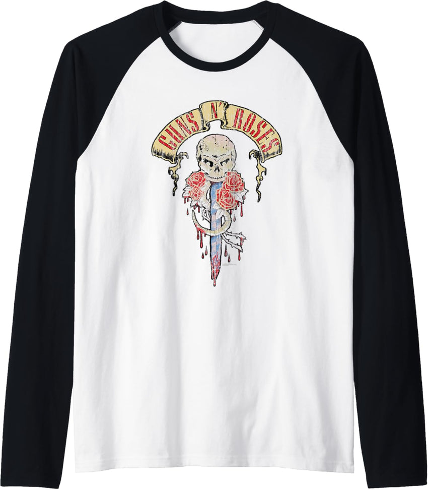Guns N' Roses Official Dripping Dagger Raglan Baseball Tee