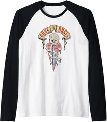 Guns N' Roses Official Dripping Dagger Raglan Baseball Tee