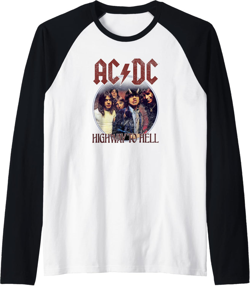 AC\/DC Rock Music Band Highway To Hell Circle Raglan Baseball Tee