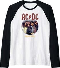 ACDC Highway To Hell Circle Rock Music Band Raglan Baseball Tee