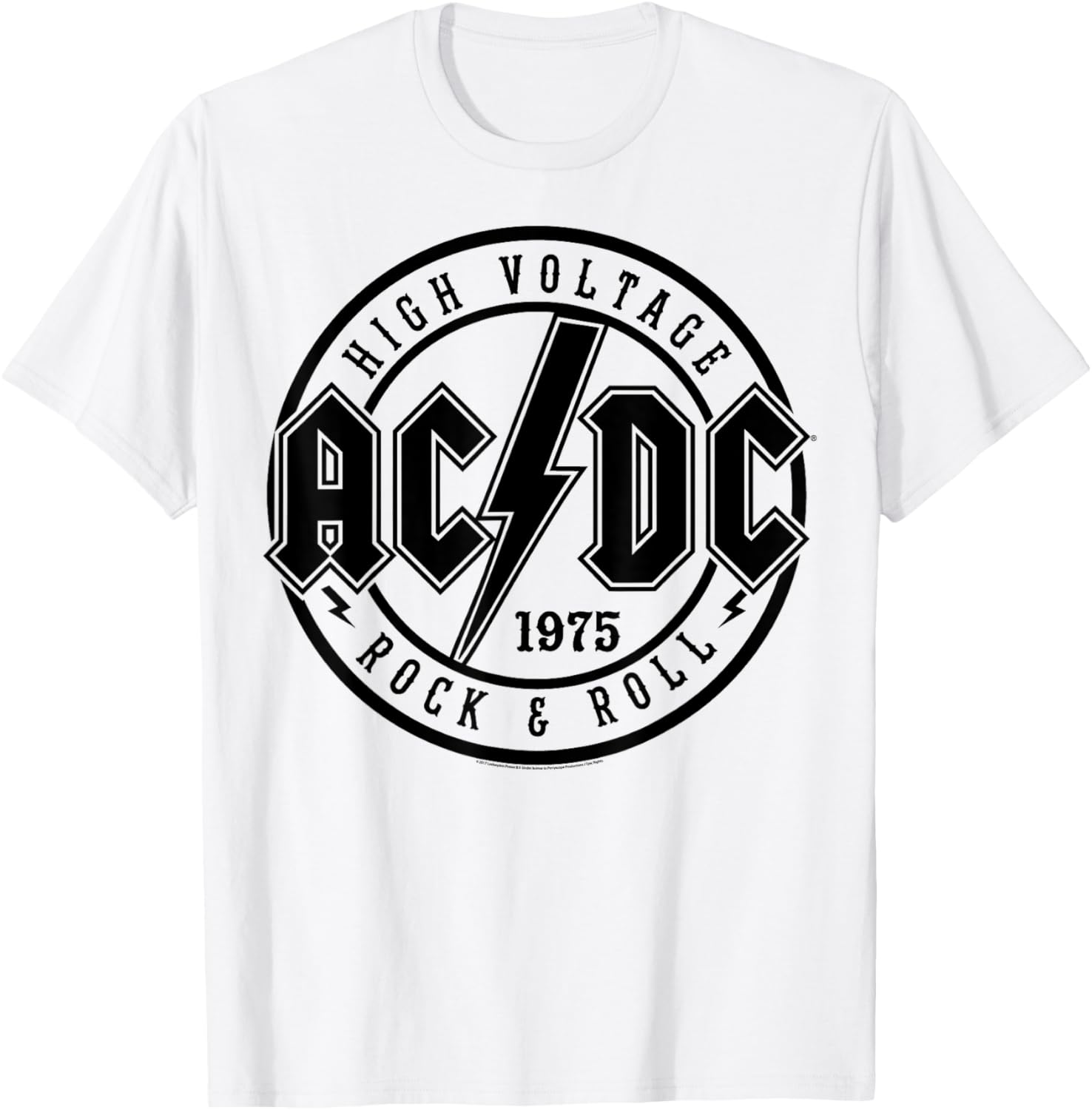 AC\/DC Classic White Cotton T-Shirt - Rock & Roll, Adult, Short Sleeve