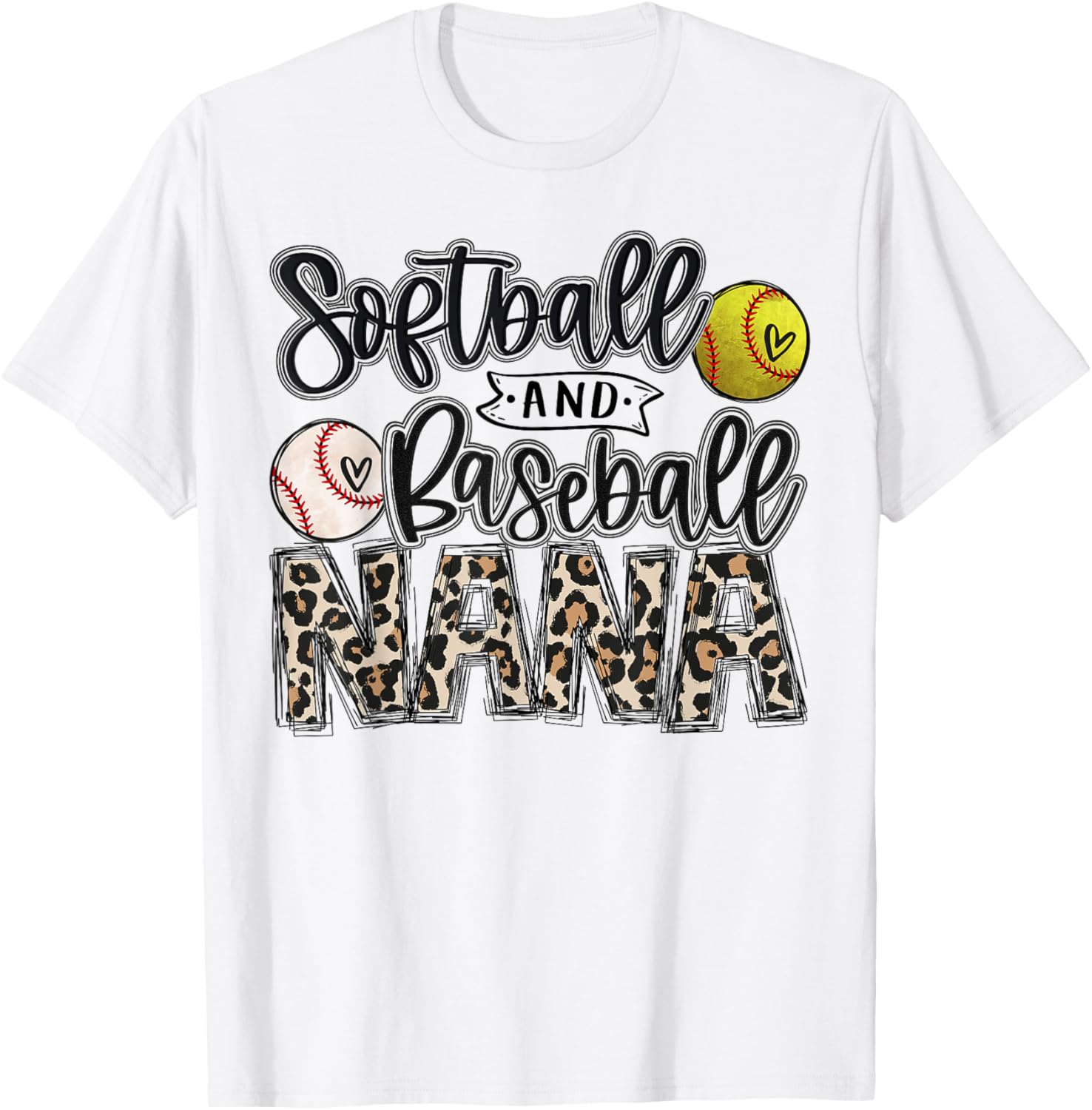 Baseball And Softball Nana of Both Girl Boy Nephew Leopard