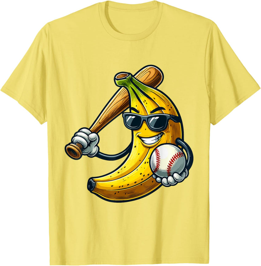 Banana Playing Baseball Fruit Lover Baseball Sports Player.