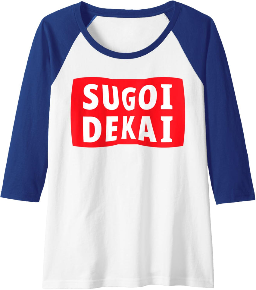Womens Sugoi Dekai Anime Cosplay w\/ Mass Curve Raglan Baseball Tee