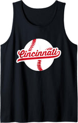 Cincinnati Baseball Vintage Ohio Pride Love City Red Tank Top