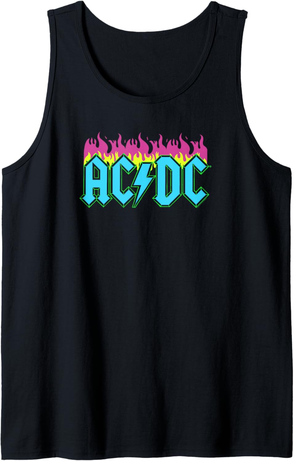 AC\/DC Rock Music Band Neon Flames Tank Top